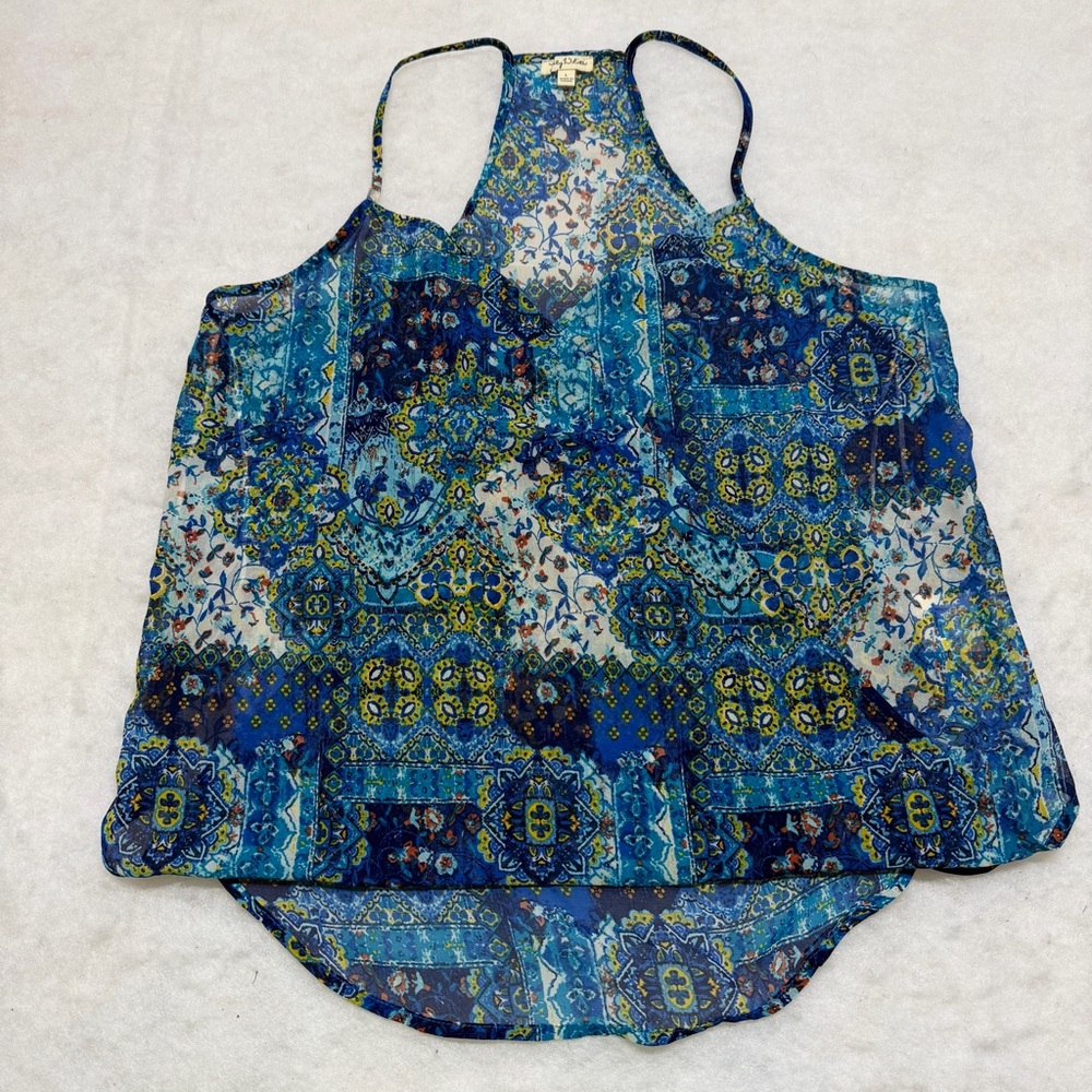 Lily White Blue and Green Floral Camisole